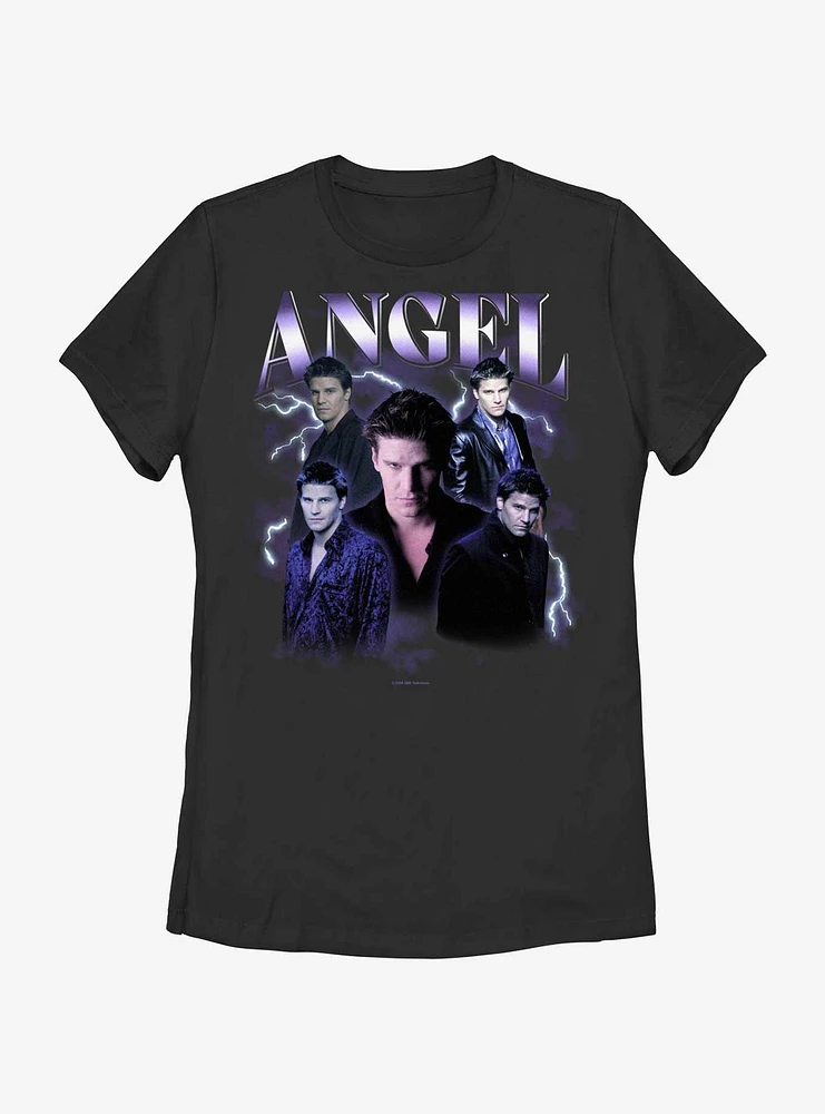 Buffy The Vampire Slayer Angel Y2K Montage Womens T-Shirt