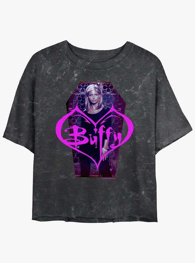 Buffy The Vampire Slayer Coffin Mineral Wash Womens Crop T-Shirt