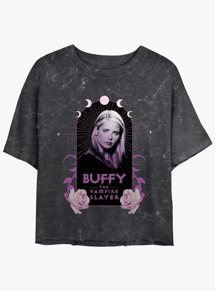 Buffy The Vampire Slayer Boho Mineral Wash Womens Crop T-Shirt