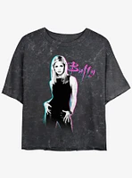 Buffy The Vampire Slayer Retro Mineral Wash Womens Crop T-Shirt