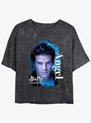 Buffy The Vampire Slayer Angel Mineral Wash Womens Crop T-Shirt