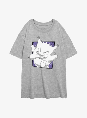 Pokemon Gengar Passing Through Girls Oversized T-Shirt