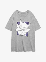 Pokemon Gengar Passing Through Girls Oversized T-Shirt