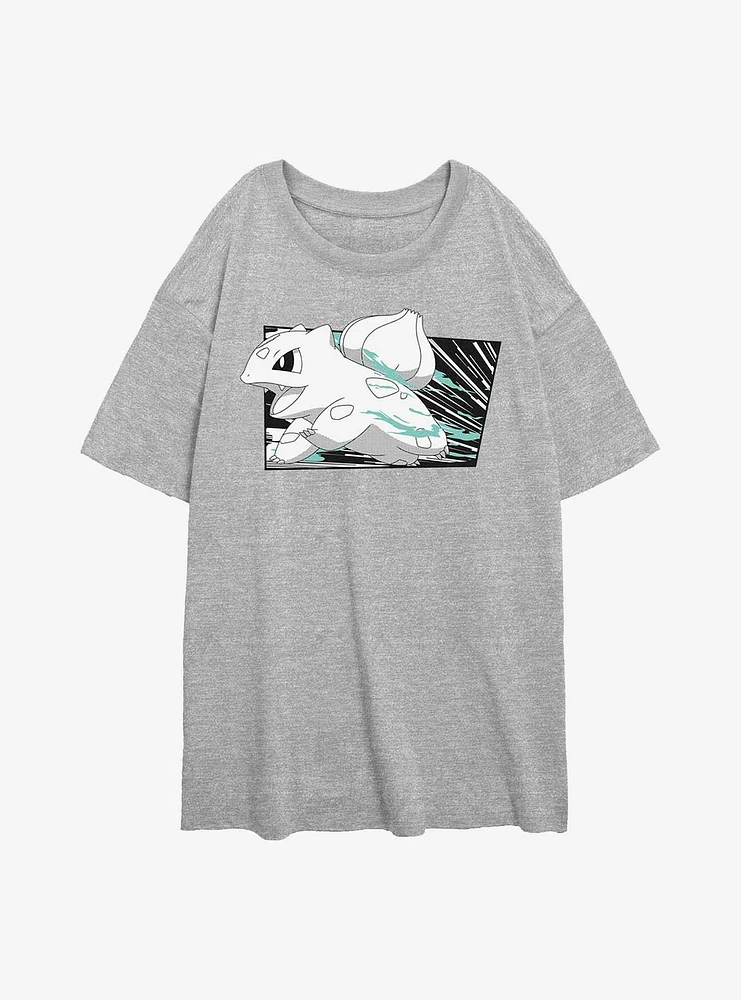 Pokemon Bulbasaur Run Girls Oversized T-Shirt