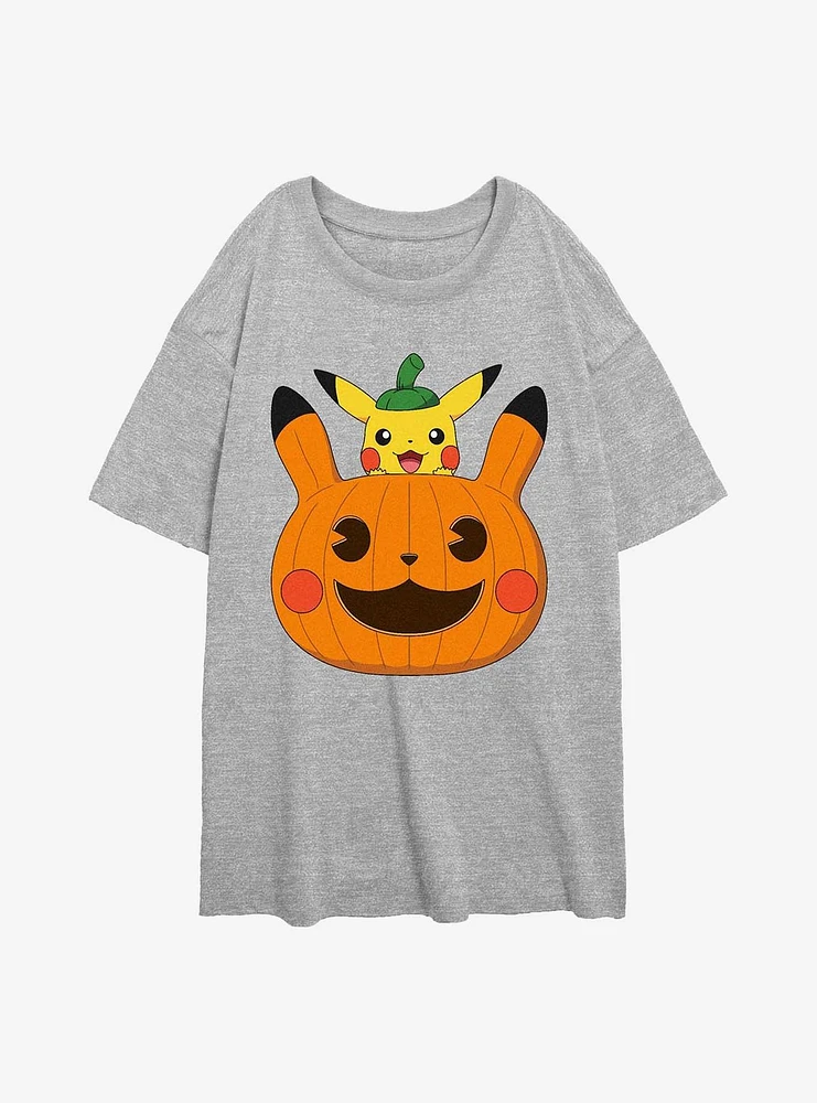 Pokemon Pumpkin Pika Girls Oversized T-Shirt