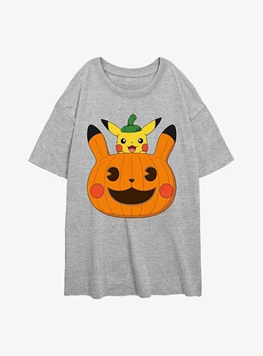 Pokemon Pumpkin Pika Girls Oversized T-Shirt