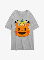 Pokemon Pumpkin Pika Girls Oversized T-Shirt