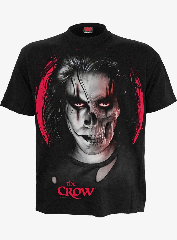 Spiral The Crow Skull Face Front Print T-Shirt