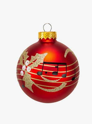 Red Music Notes 6PC Glass Ball Ornaments