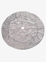 Silver Satin with Printed Border Tree skirt