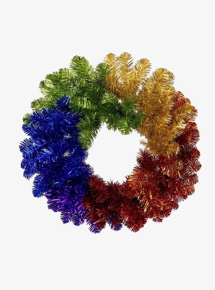 Un-Lit Foil Rainbow Wreath