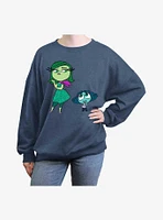 Disney Pixar Inside Out 2 Cute Envy And Disgust Girls Oversized Sweatshirt