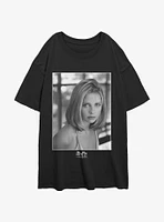 Buffy The Vampire Slayer Portrait Style Logo Womens Oversized T-Shirt