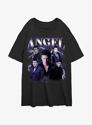 Buffy The Vampire Slayer Angel Y2K Montage Womens Oversized T-Shirt