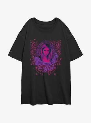 Buffy The Vampire Slayer Destructo Girl Womens Oversized T-Shirt