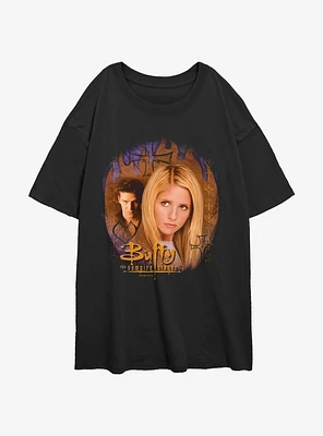 Buffy The Vampire Slayer And Angel Faces Womens Oversized T-Shirt