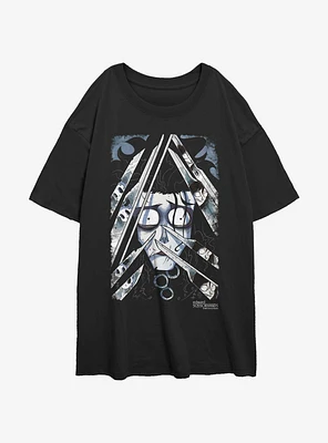 Edward Scissorhands Ed Comic Closeup Womens Oversized T-Shirt