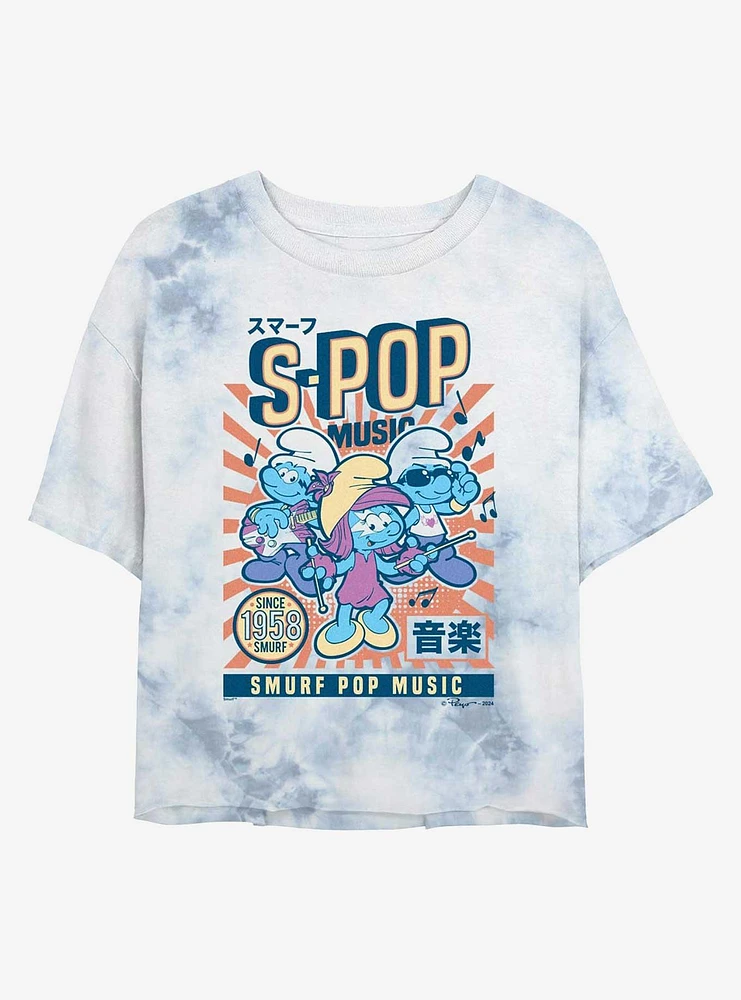 The Smurfs Spop Music Tie Dye Crop Womens T-Shirt