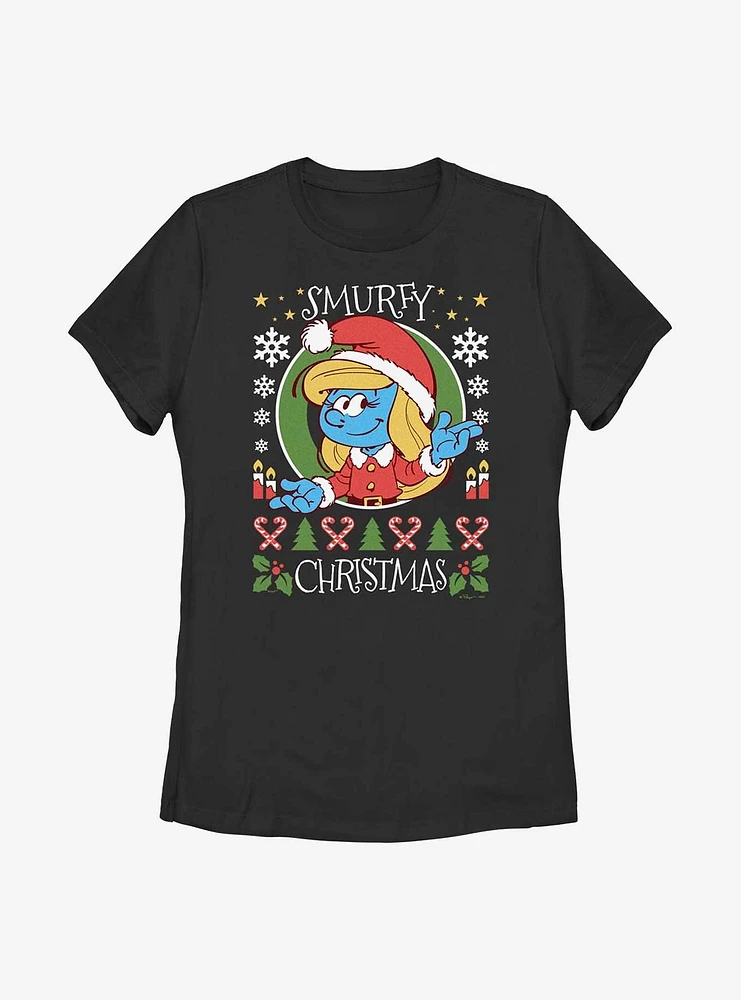 The Smurfs Merry Christmas Smurfette Womens T-Shirt