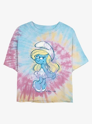 The Smurfs Cute Smurfin Pose Tie Dye Crop Womens T-Shirt