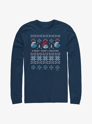 The Smurfs Ugly Sweater Smurfy Christmas Long-Sleeve T-Shirt