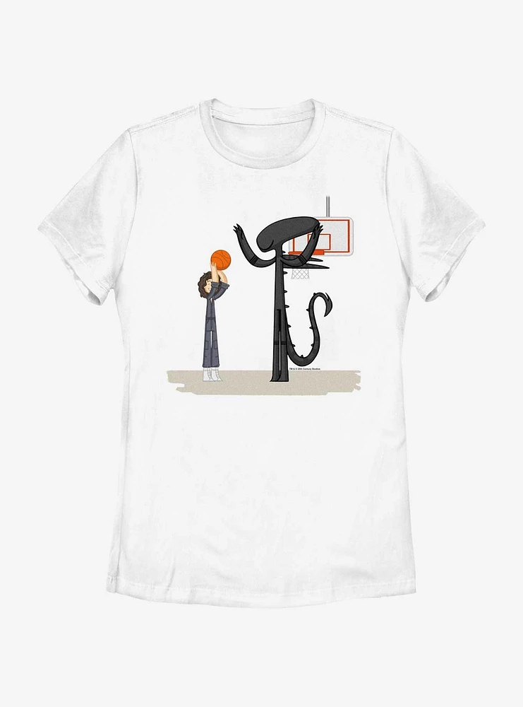 Alien Playing Basketball Womens T-Shirt