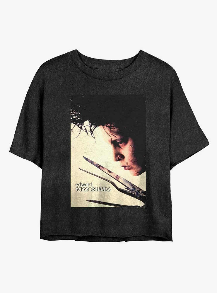 Edward Scissorhands Movie Poster Mineral Wash Womens Crop T-Shirt