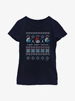 The Smurfs Ugly Sweater Smurfy Christmas Youth Girls T-Shirt