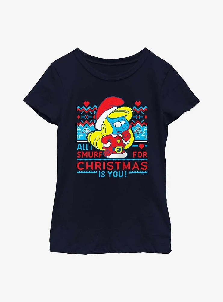 The Smurfs Smurf For Christmas Youth Girls T-Shirt