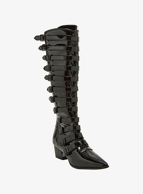 Strange Cvlt Coven Black Patent Knee-High Boots