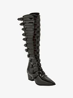 Strange Cvlt Coven Black Patent Knee-High Boots