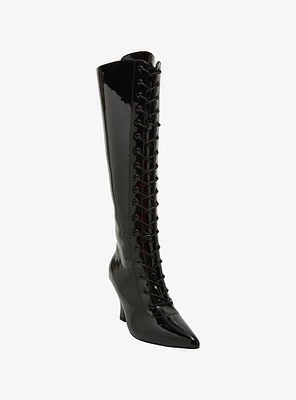 Strange Cvlt Victoria Black Patent Knee-High Boots