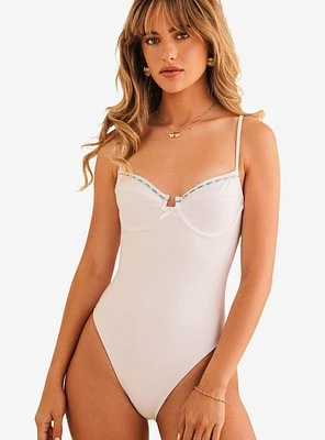 Dippin' Daisy's Happy Life Back Bow Swim One Piece White