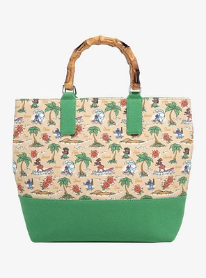 Loungefly Disney Lilo & Stitch Beach Scenes Allover Print Canvas Tote Bag - BoxLunch Exclusive