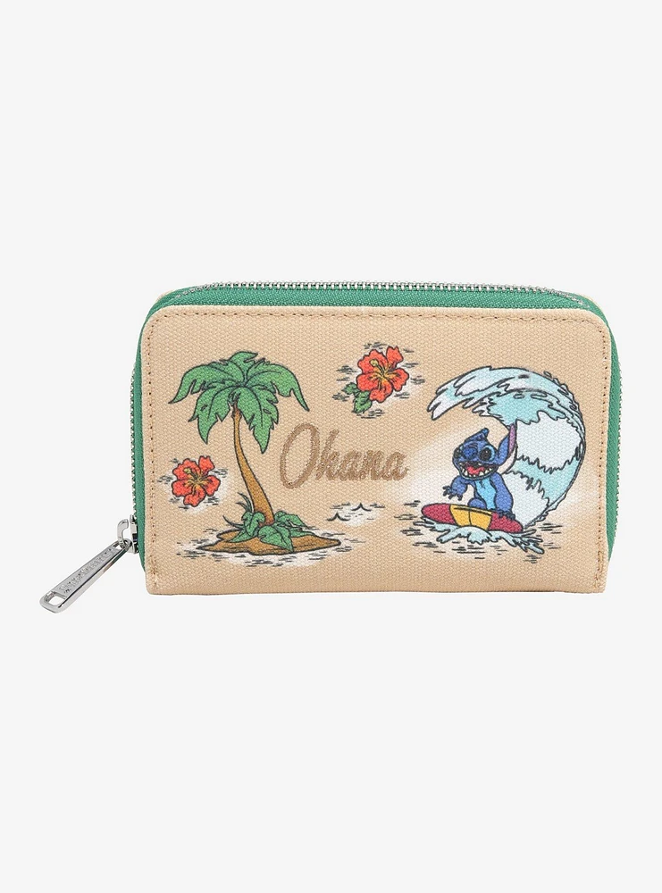 Loungefly Disney Lilo & Stitch Surfing Stitch Canvas Small Zip Wallet - BoxLunch Exclusive
