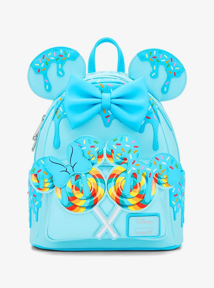 Loungefly Disney Minnie Mouse Lollipop Blue Sprinkle Ears Mini Backpack - BoxLunch Exclusive