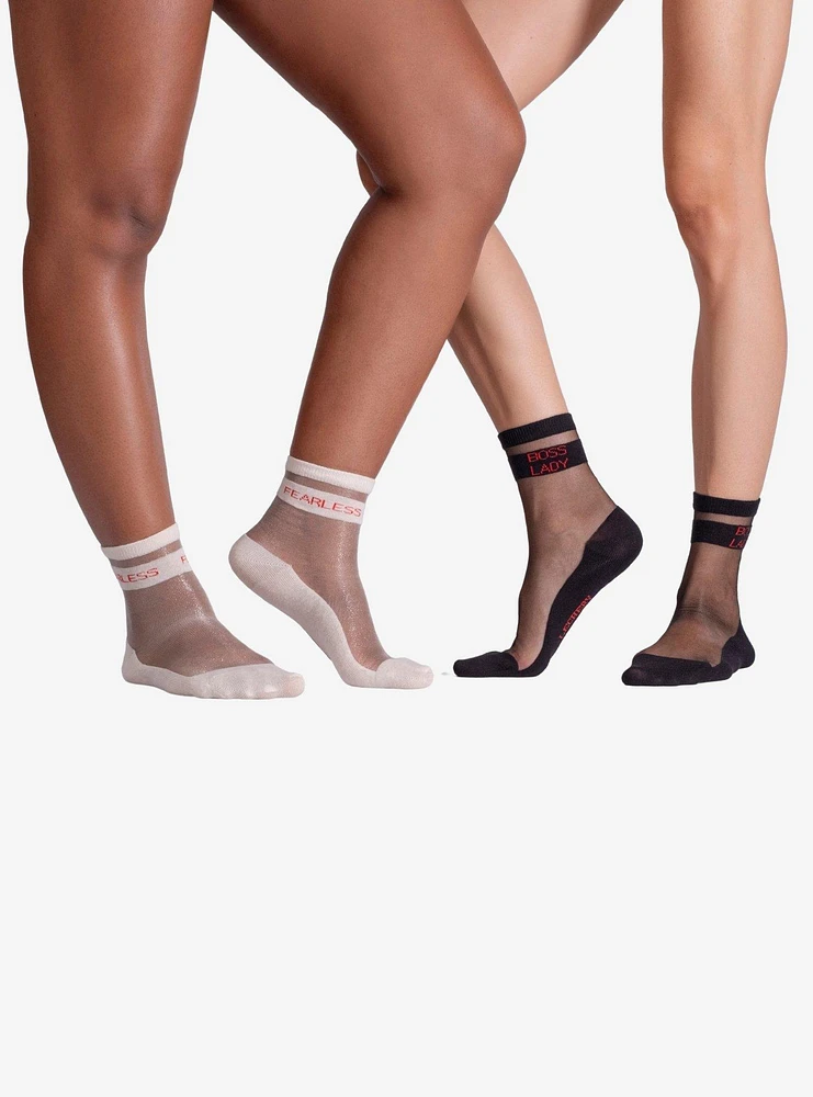 Fearless & Boss Lady Sheer Crew Socks (2 Pairs)