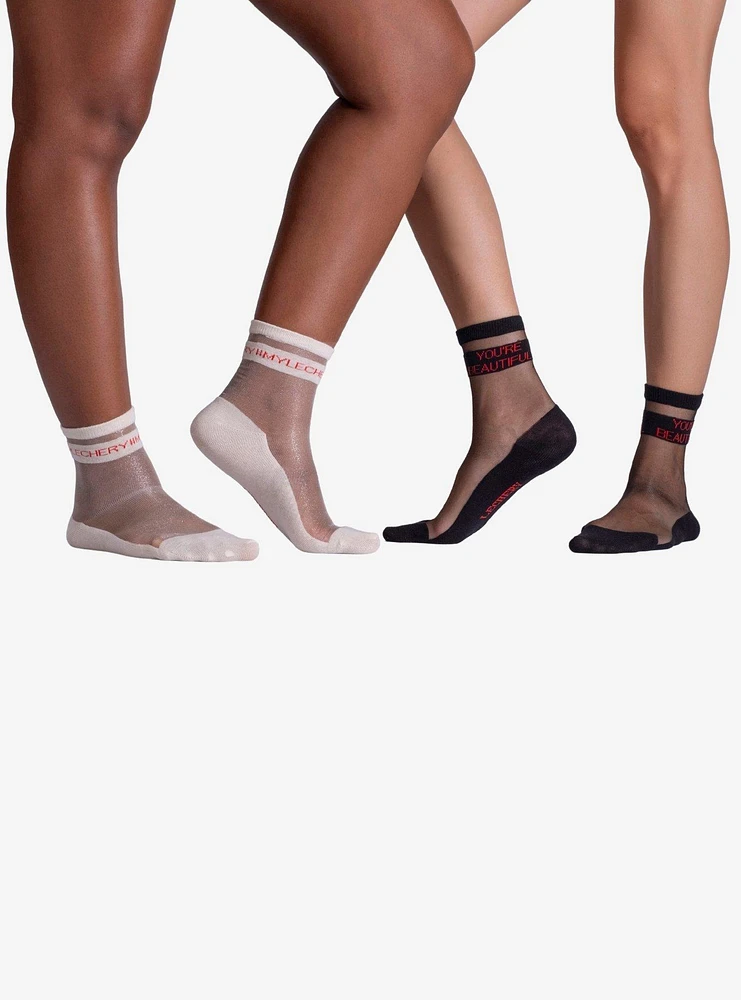 MyLECHERY & You're Beautiful Sheer Crew Socks (2 Pairs)