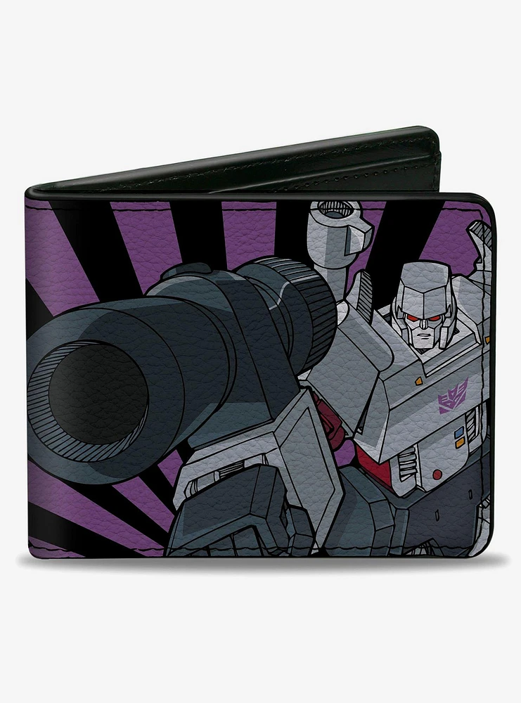 Transformers Megatron Blaster and Standing Poses Black Purple Bifold Wallet