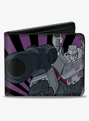 Transformers Megatron Blaster and Standing Poses Black Purple Bifold Wallet