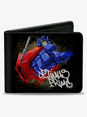 Transformers Optimus Prime Pointing Pose Tag Black Bifold Wallet