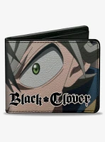 Black Clover Black Asta Anti Magic Face Close Up and Logo Bifold Wallet