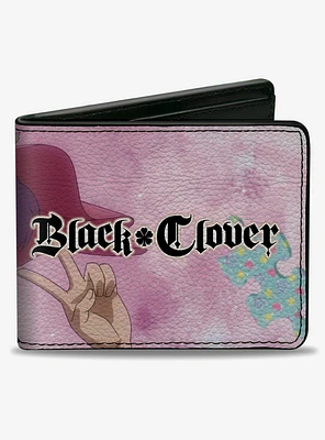 Black Clover Dorothy Unsworth Peace Pose and Title Logo Pinks Bifold Wallet