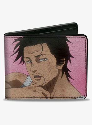 Black Clover Sexy Yami Sukehiro Pose and Roses Pinks Bifold Wallet