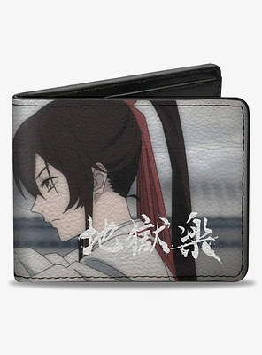 Hells Paradise Sagiri Profile Sword Pose Grays Bifold Wallet