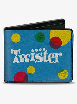 Twister Vintage Game Logo and Icons Blue Multi Color Bifold Wallet