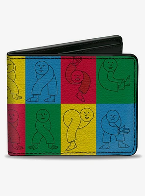 Twister Character Pose Blocks Multi Color Bifold Wallet