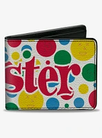 Twister Game Icons and Circle Expressions White Multi Color Bifold Wallet