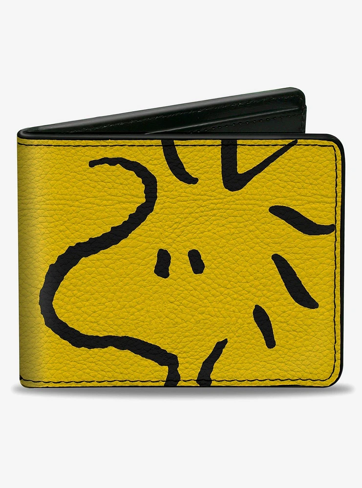 Peanuts Woodstock Face Yellow Black Bifold Wallet