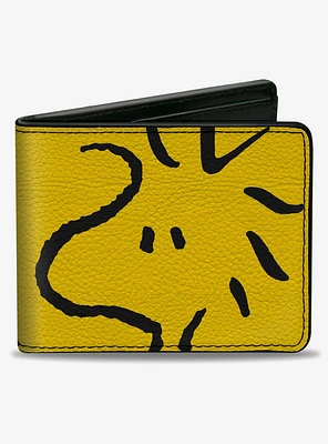 Peanuts Woodstock Face Yellow Black Bifold Wallet